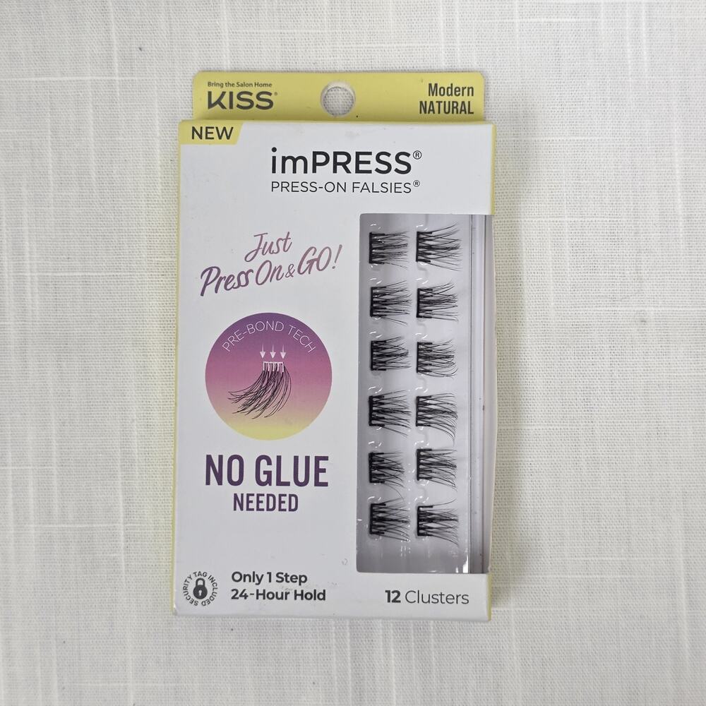 KISS imPRESS Press-On Falsies Modern Natural No Glue Needed 12 Clusters New Seal